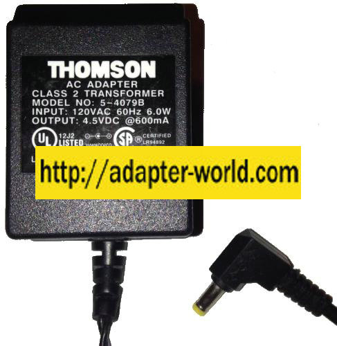 THOMSON 5-4079B AC ADAPTER 4.5V DC 600mA NEW -( )- 1.7x4x9.4mm