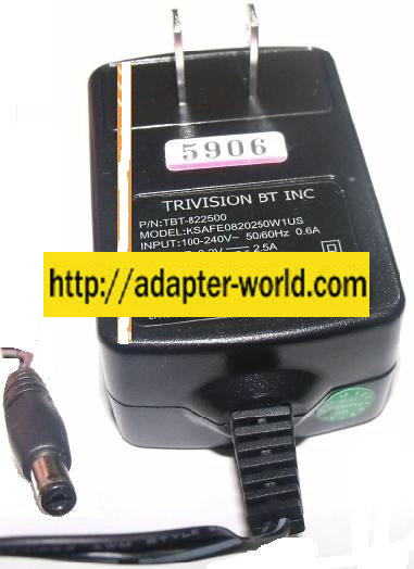 TRIVISION KSAFE0820250W1US AC ADAPTER 8.2V 2.5A NEW -( ) 2x5.5m