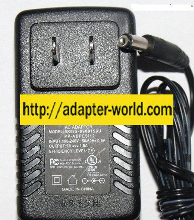 The SHARPER IMAGE AK03G-0900150U AC ADAPTER 9VDC 1.5A -( ) 2x5.5 The SHARPER IMAGE AK03G-0900150U AC ADAPTER 9VDC 1.5A -( ) 2x5.5