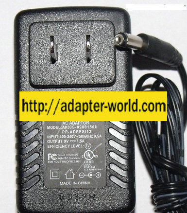 The SHARPER IMAGE AK03G-0900150U AC ADAPTER 9VDC 1.5A -( ) 2x5.5