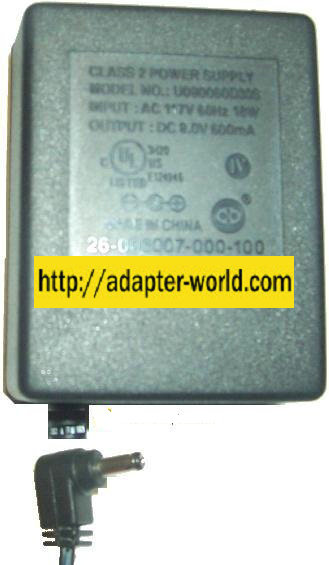 Vtech U090060D30S AC ADAPTER 9VDC 0.6A -( ) 1.2x3.5mm New 120va