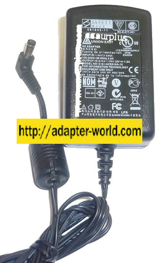 UNION EAST ACE018A-12 AC ADAPTER 12VDC 1.5A NEW -( ) 2x5.5x9.8m