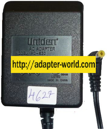 UNIDEN AD-830 AC ADAPTER 9VDC 400mA 6.5W linear Class 2 POWER Su