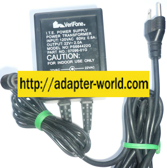VERIFONE PS664422G AC ADAPTER 22VAC 2A NEW ~(~) 1x4.1x8.5mm POW