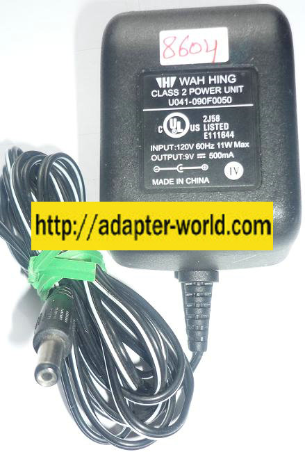 WAH HING U041-090F0050 AC ADAPTER 9VDC 500mA NEW -( ) 2x5.5mm P