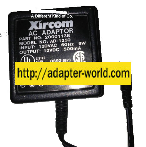 XIRCOM AD-1250 AC ADAPTER 12VDC 500mA New -( )- 2.5 x 5.3 x 13