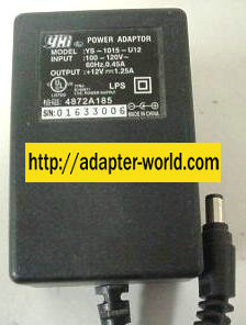 YHI YS-1015-U12 AC ADAPTER 12VDC 1.25A -( ) 2x5.5mm POWER SUPPLY