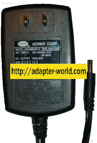 ACHME AM138B05S15 AC DC ADAPTER 5V 3A POWER SUPPLY