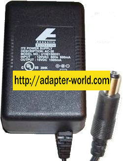 ACOUSTIC AUTHORITY U150150D51 AC DC ADAPTER 15V 1500MA ITE POWER