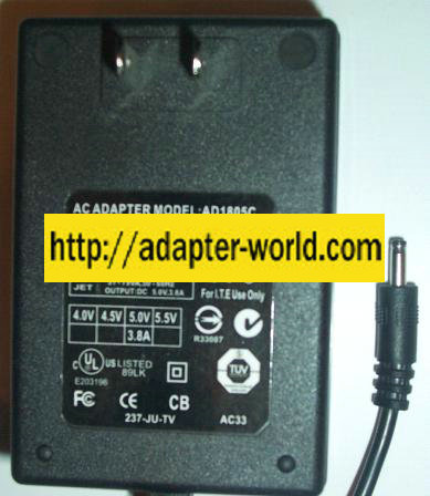 AD1805C AC ADAPTER 5.5Vdc 3.8A -( ) 1.2x3.5mm POWER SUPPLY