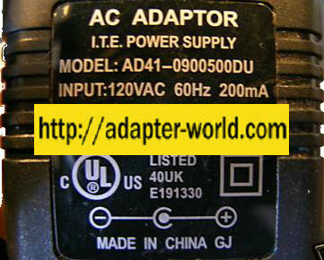 AD41-0900500DU AC ADAPTER 9VDC 500mA POWER SUPPLY