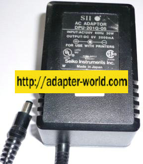 SEIKO SII DPU-201G-05 AC ADAPTER 6VDC 2A POWER SUPPLY FOR Seiko