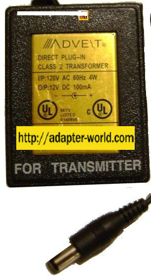 ADVENT 35-12-200C AC DC ADAPTER 12V 100MA POWER SUPPLY