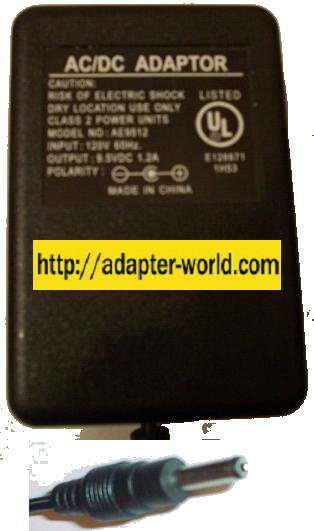 AE9512 AC DC ADAPTER 9.5V 1.2A CLASS 2 POWER UNIT POWER SUPPLY