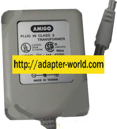 Amigo AM-12200 AC ADAPTER 12VDC 200mA DIRECT PLUG IN TRANSFORMER