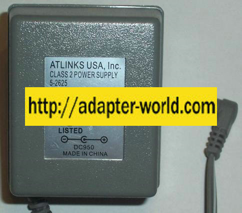 ATLINKS 5-2625 AC ADAPTER 9VDC 500MA POWER SUPPLY