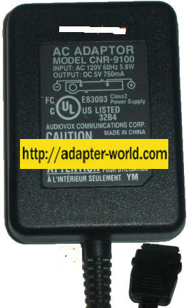 AUDIOVOX CNR-9100 AC ADAPTER 5Vdc 750mA POWER SUPPLY