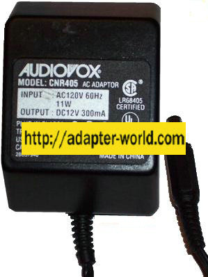 AUDIOVOX CNR405 AC ADAPTER 12VDC 300mA NEW -( ) 1.5x5.5mm ROUND