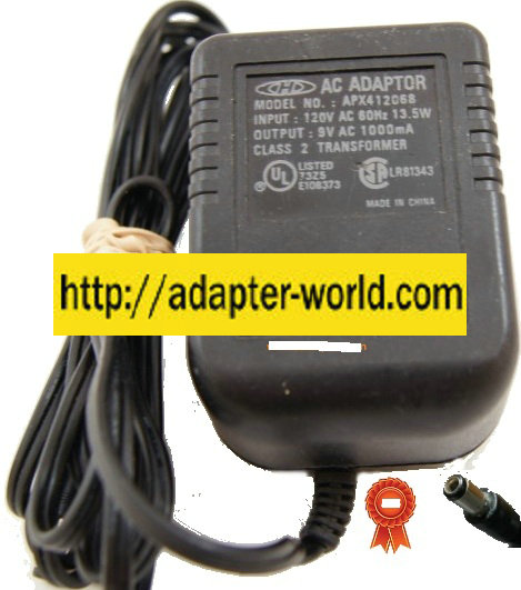 CHD APX412068 AC Adapter 9Vac 1A New Power Supply USA / Canada