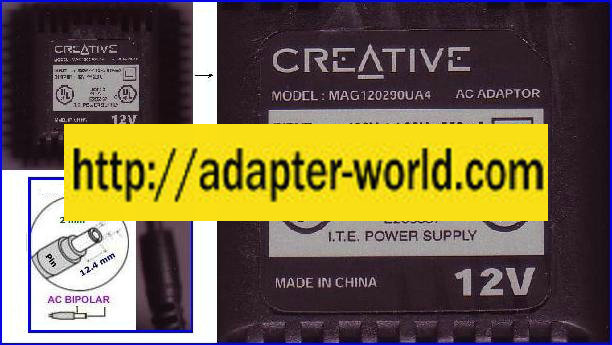 CREATIVE MAG120290UA4 AC ADAPTER 12VAC 2.9A ~(~) 2x5.5mm 120vac