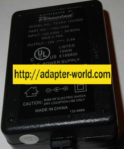 Directed TESA2-1202500 AC adapter 12VDC 2.5A Sirius power supply