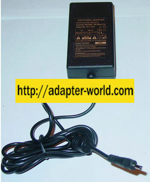 JET RHE-090220-2 AC ADAPTER 9VDC 2.2A Power Supply