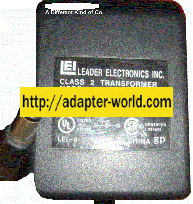 Leader 410906003CT AC ADAPTER 9VDC 600mA -( ) 2x5.5mm New Class