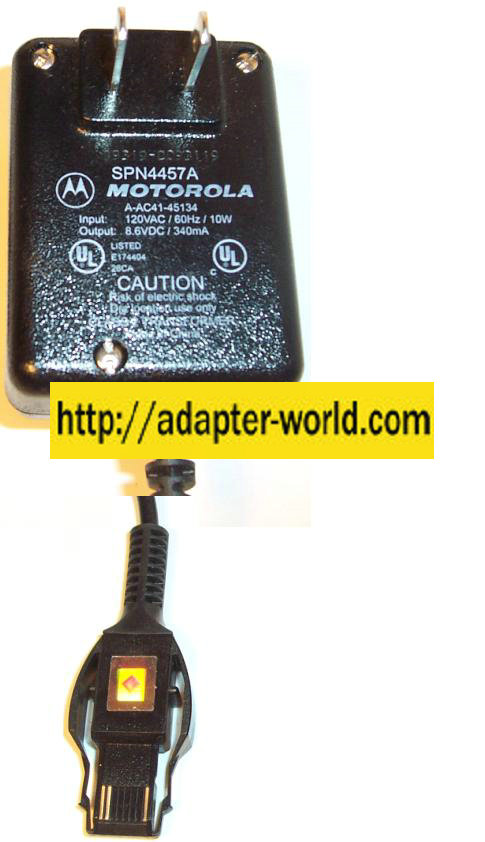 MOTOROLA SPN4457A 8.6VDC 340mA ADAPTER A-AC41-45134 Cell Phone