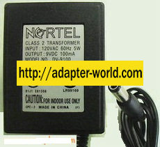 Nortel DV-9100 AC Adapter 9VDC 100mA 837003 Power Supply