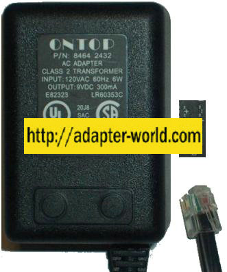 ONTOP A20930 AC ADAPTER 9VDC 0.3A POWER SUPPLY RJ22