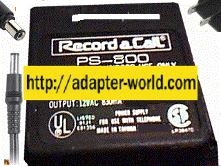 Record a Call AA-1283 AC ADAPTER 12VAC 830mA 2x5.5x12mm ~(~)~ 15