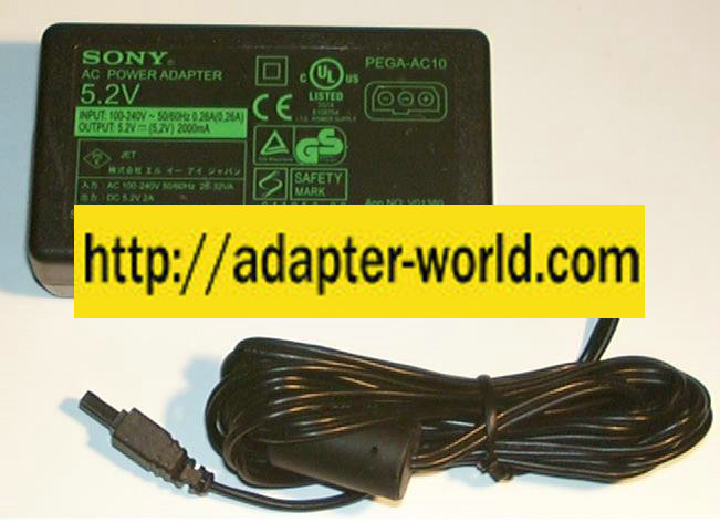 Sony CLIE PEGA-AC10 AC ADAPTER 5.2VDC 2A PDA POWER SUPPLY for PE