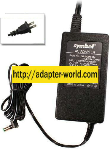 SYMBOL Motorola 50-24000-014 AC ADAPTER 12.2VDC 250mA -( )- 2.5x