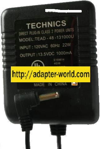 TECHNICS TEAD-48-131000U AC ADAPTER 13.5VDC 1A NEW -( )- 2x5.5mm