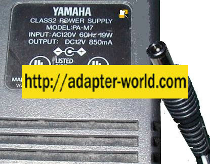 YAMAHA PA-M7 AC ADAPTER 12VDC 850mA -( ) 0.5x3.5x5mm tip Class 2