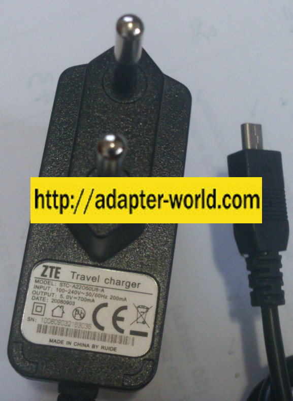ZTE STC-A22O50U8-A AC ADAPTER 12V 200mA NEW PHONE CONNECTOR