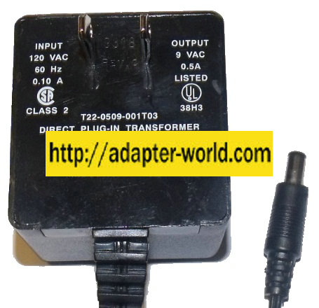AULT T22-0509-001T03 AC ADAPTER 9VAC 0.5A US ROBOTICS NEW ~(~)