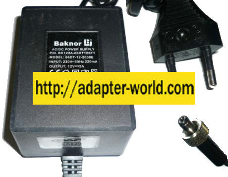 BAKNOR 66DT-12-2000E AC DC ADAPTER 12V 2A EUROPEAN POWER SUPPLY