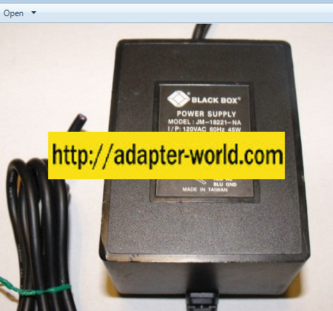 BLACKBOX JM-18221-NA AC ADAPTER 18VAC C.T. 2.22A NEW CUT WIRE