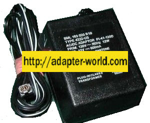 BML 163 020 R1B TYPE 4222-US AC ADAPTER 12VDC 600mA POWER SUPPLY
