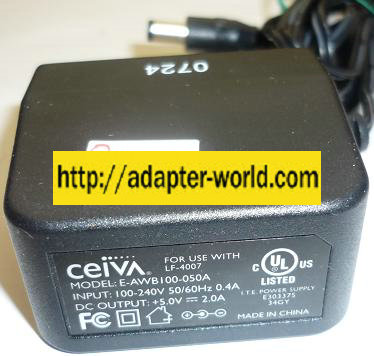CEIVA E-AWB100-050A AC ADAPTER 5VDC 2A NEW -( ) 2x5.5mm DIGITA