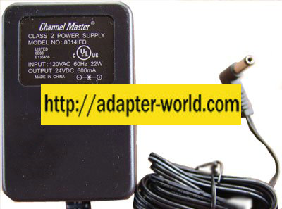 CHANNEL MASTER 8014IFD AC ADAPTER DC 24V 600mA CLASS 2 POWER