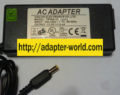 CINCON TR36A-13 AC ADAPTER 13.5V DC 2.4A POWER SUPPLY CINCON TR36A-13 AC ADAPTER 13.5V DC 2.4A POWER SUPPLY