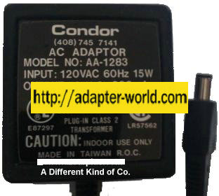 CONDOR AA-1283 AC ADAPTER 12Vdc 830mA NEW -( )- 2x5.5x8.5mm Rou