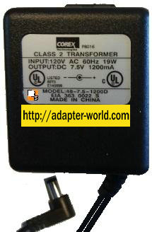 COREX 48-7.5-1200D AC ADAPTER 7.5V DC 1200MA POWER SUPPLY