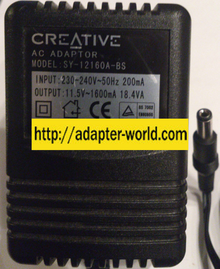 CREATIVE SY-12160A-BS AC ADAPTER 11.5V 1600mA New 2x5.5mm UK PL