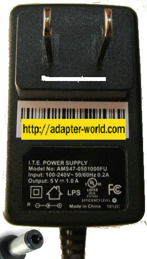 D-LINK AMS47-0501000FU AC ADAPTER 5VDC 1A NEW ( )- 90 ° 2x5.5mm