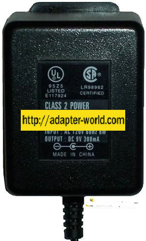 DC90300A AC ADAPTER DC 9V 300mA 6WCLASS 2 POWER TRANSFORMER