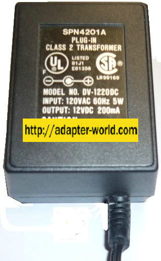 DV-1220DC AC ADAPTER 9V 300mA POWER SUPPLY