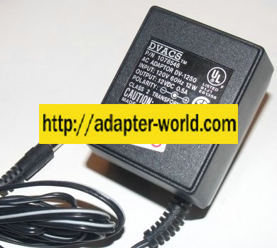 DVACS DV-1250 AC ADAPTER 12VDC 0.5A NEW 2 x 5.4 x 11.9mm